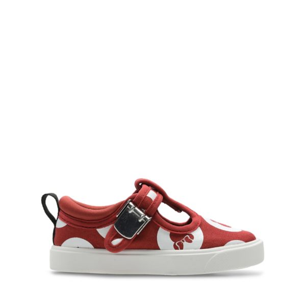 Clarks Girls City Polka Toddler Canvas Red | USA-3065718